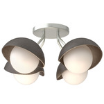 Brooklyn Single Shade Wide Semi Flush Light - Vintage Platinum / Oil Rubbed Bronze