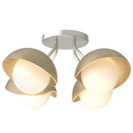 Brooklyn Single Shade Wide Semi Flush Light - Vintage Platinum / Soft Gold