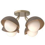 Brooklyn Single Shade Wide Semi Flush Light - Soft Gold / Bronze