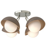 Brooklyn Single Shade Wide Semi Flush Light - Sterling / Bronze