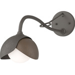 Brooklyn Double Shade Long Arm Wall Sconce - Dark Smoke / Bronze