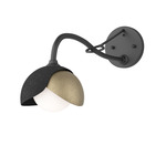 Brooklyn Double Shade Long Arm Wall Sconce - Black / Soft Gold