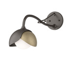 Brooklyn Double Shade Long Arm Wall Sconce - Oil Rubbed Bronze / Soft Gold