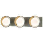 Brooklyn Double Shade Straight Bathroom Vanity Light - Vintage Platinum / Modern Brass