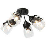 Lapas Semi Flush Ceiling Light - Black / Water Glass