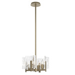 Arc Pendant / Semi Flush Ceiling Light - Soft Gold / White Swirl