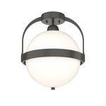 Atlas Semi Flush Ceiling Light - Dark Smoke / Opal