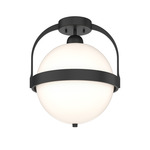 Atlas Semi Flush Ceiling Light - Black / Opal