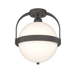 Atlas Semi Flush Ceiling Light - Natural Iron / Opal