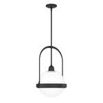 Atlas Globe Pendant - Black / Opaline