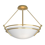 Presidio Tryne Semi Flush Ceiling Light - Modern Brass / Opal