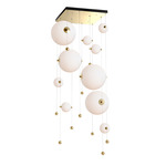 Abacus Square Multi Light Pendant - Modern Brass / Opal