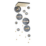 Abacus Square Multi Light Pendant - Modern Brass / Cool Grey