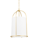 Orlando Lantern Pendant - Aged Brass / White