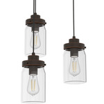 Devon Park 3 Light Round Pendant - Onyx Bengal / Clear