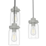 Devon Park 3 Light Round Pendant - Brushed Nickel / Clear