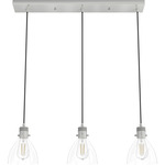 Van Nuys 3 Light Linear Pendant - Brushed Nickel / Clear
