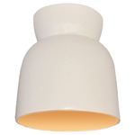 Ceramic Hourglass Ceiling Light Fixture - Matte White / Champagne Gold