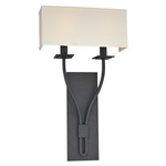 Palladium Wall Sconce - Textured Black / White Linen