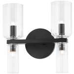 Tabitha Bathroom Vanity Light - Black / Clear Ribbed