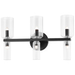 Tabitha Bathroom Vanity Light - Black / Clear Ribbed