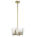 Arc Pendant / Semi Flush Ceiling Light - Modern Brass / White Swirl