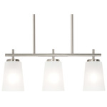 Joanna Linear Pendant - Satin Nickel / White