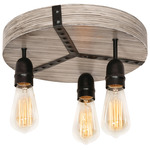 Noah Semi Flush Mount - Grey Distressed / Black