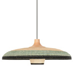 Grass Wide Pendant - Light Wood / Blue