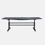 Trestle Dining Table - Blackened Steel / Silver Wave Marble