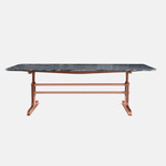 Trestle Dining Table - Satin Copper / Silver Wave Marble