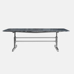 Trestle Dining Table - Satin Nickel / Silver Wave Marble