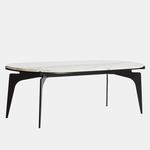 Prong Racetrack Coffee Table - Blackened Steel / White Gioia Marble