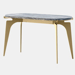 Prong Racetrack Side Table - Brass / Silver Wave Marble
