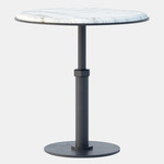 Pedestal Round Side Table - Blackened Steel / White Gioia Marble