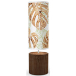 Monstera Leaf Column Table Lamp - Walnut / Green