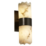 LumenAria Dakota Cylinder Wall Sconce - Dark Bronze / Faux Alabaster