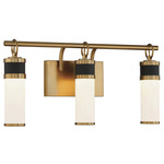 Abel Bathroom Vanity Light - Matte Black / Warm Brass / White Opal