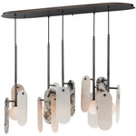 Megalith Stone Multi Light Linear Pendant - Gunmetal / Various Stone