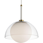 Chapeau Pendant - Satin Brass / Opal White