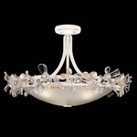 Azu Semi Flush Ceiling Light Fixture - White Gesso / Crystal