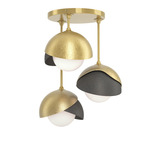 Brooklyn Double Multi Semi Flush Light - Modern Brass / Natural Iron