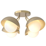 Brooklyn Single Shade Wide Semi Flush Light - Modern Brass / Soft Gold