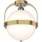 Atlas Semi Flush Ceiling Light - Modern Brass / Opal