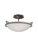 Plain Semi Flush Ceiling Light - Oil Rubbed Bronze / Opal