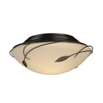 Forged Leaves Ceiling Flush Light - Oil Rubbed Bronze / Opal