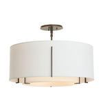 Exos Double Shade Semi Flush Ceiling Light - Dark Smoke / Natural Anna