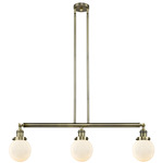 Beacon 213 / 214 Linear Pendant - Antique Brass / Matte White