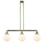 Beacon 213 / 214 Linear Pendant - Antique Brass / Matte White