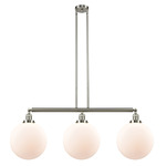 Beacon 213 / 214 Linear Pendant - Brushed Satin Nickel / Matte White